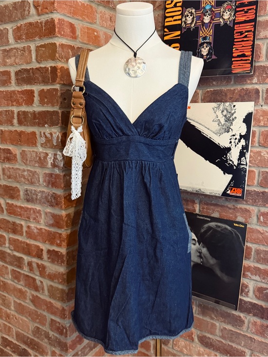 Voom by Joy Han Dresses & Skirts - vintage navy blue denim mini babydoll dress with pockets